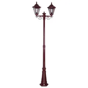 Turin Italian Made IP43 Exterior Post Lantern, Style A, 2 Light, 244cm, Burgundy by Domus Lighting, a Lanterns for sale on Style Sourcebook