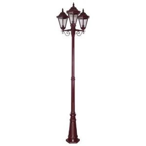 Turin Italian Made IP43 Exterior Post Lantern, Style A, 3 Light, 244cm, Burgundy by Domus Lighting, a Lanterns for sale on Style Sourcebook
