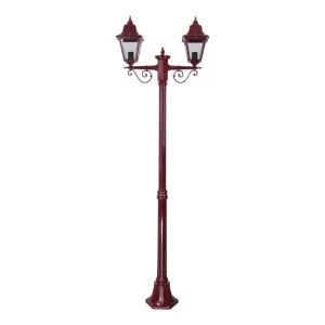 Paris Italian Made IP43 Exterior Post Lantern, 2 Light, 202cm, Burgundy by Domus Lighting, a Lanterns for sale on Style Sourcebook