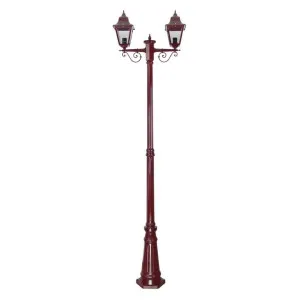 Paris Italian Made IP43 Exterior Post Lantern, 2 Light, 237cm, Burgundy by Domus Lighting, a Lanterns for sale on Style Sourcebook