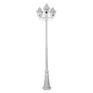 Paris Italian Made IP43 Exterior Post Lantern, 3 Light, 237cm, White by Domus Lighting, a Lanterns for sale on Style Sourcebook