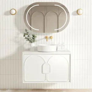 Otti Laguna Satin White 900mm Single Bowl Wall Hung Vanity
 by Otti, a Vanities for sale on Style Sourcebook