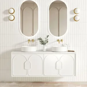 Otti Laguna Satin White 1500mm Double Bowl Wall Hung Vanity
 by Otti, a Vanities for sale on Style Sourcebook