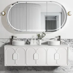 Otti Laguna Satin White 1800mm Double Bowl Wall Hung Vanity
 by Otti, a Vanities for sale on Style Sourcebook