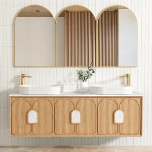 Otti Laguna Natural American Oak 1800mm Double Bowl Wall Hung Vanity
 by Otti, a Vanities for sale on Style Sourcebook