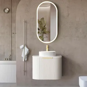 Otti Bondi Matte White Fluted 600mm Curve Wall Hung Vanity by Otti, a Vanities for sale on Style Sourcebook