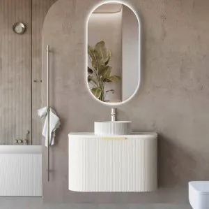 Otti Bondi Matte White Fluted 750mm Curve Wall Hung Vanity by Otti, a Vanities for sale on Style Sourcebook