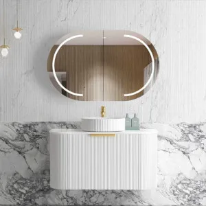 Otti Bondi Matte White Fluted 900mm Curve Wall Hung Vanity by Otti, a Vanities for sale on Style Sourcebook