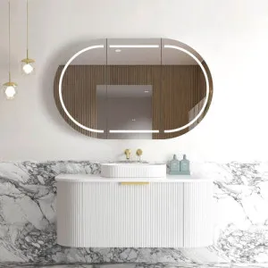 Otti Bondi Matte White Fluted 1200mm Curve Wall Hung Vanity by Otti, a Vanities for sale on Style Sourcebook