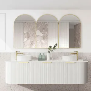 Otti Bondi Matte White Fluted 1800mm Curve Double Bowl Wall Hung Vanity by Otti, a Vanities for sale on Style Sourcebook