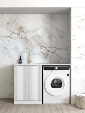 Otti Noosa Matte White 1300mm Base Laundry Cabinet with Stone Top & Sink by Otti, a Cabinetry for sale on Style Sourcebook