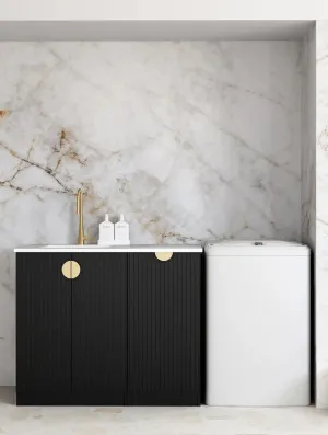 Otti Marlo Matte Black 1060mm Base Laundry Cabinet with Stone Top & Sink by Otti, a Cabinetry for sale on Style Sourcebook