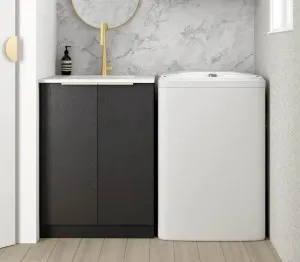 Otti Byron Black Oak 650mm Base Laundry Cabinet by Otti, a Cabinetry for sale on Style Sourcebook