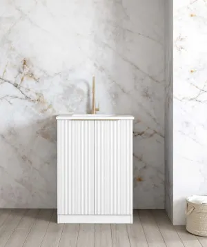 Otti Bondi Matte White Fluted 650mm Base Laundry Cabinet by Otti, a Cabinetry for sale on Style Sourcebook