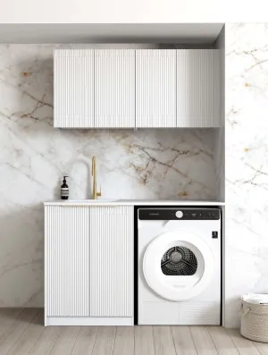 Otti Bondi Matte White 1300mm Laundry And Wall Cabinet With Stone Top & Sink (Package-B) by Otti, a Cabinetry for sale on Style Sourcebook