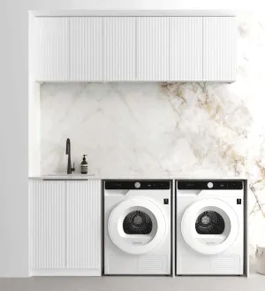 Otti Bondi Matte White 1960mm Laundry And Wall Cabinet With Stone Top & Sink (Package-A) by Otti, a Cabinetry for sale on Style Sourcebook