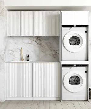 Otti Bondi Matte White 1960mm Laundry And Wall Cabinet With Stone Top & Sink (Package-C) by Otti, a Cabinetry for sale on Style Sourcebook