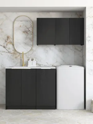 Otti Byron Black Oak 1715mm Laundry And Wall Cabinet With Stone Top & Sink (Package-A) by Otti, a Cabinetry for sale on Style Sourcebook