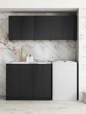 Otti Byron Black Oak 1715mm Laundry And Wall Cabinet With Stone Top & Sink (Package-B) by Otti, a Cabinetry for sale on Style Sourcebook