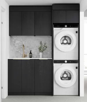 Otti Byron Black Oak 1715mm Laundry And Wall Cabinet With Stone Top & Sink (Package-C) by Otti, a Cabinetry for sale on Style Sourcebook