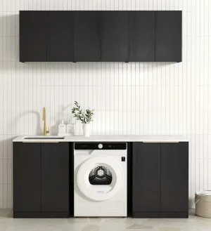 Otti Byron Black Oak 1960mm Laundry And Wall Cabinet With Stone Top & Sink (Package-B) by Otti, a Cabinetry for sale on Style Sourcebook