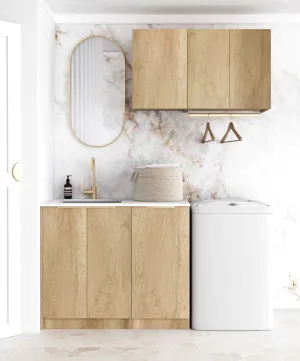 Otti Byron Natural Oak 1715mm Laundry And Wall Cabinet With Stone Top & Sink (Package-A) by Otti, a Cabinetry for sale on Style Sourcebook