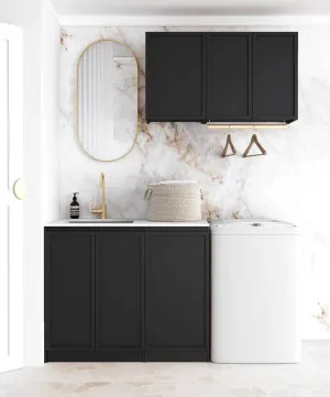 Otti Hampshire Matte Black 1715mm Laundry And Wall Cabinet With Stone Top & Sink (Package-A) by Otti, a Cabinetry for sale on Style Sourcebook