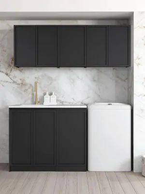 Otti Hampshire Matte Black 1715mm Laundry And Wall Cabinet With Stone Top & Sink (Package-B) by Otti, a Cabinetry for sale on Style Sourcebook