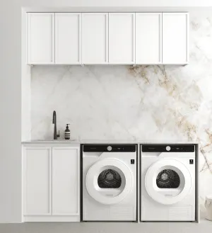 Otti Hampshire Matte White 1960mm Laundry And Wall Cabinet With Stone Top & Sink (Package-A) by Otti, a Cabinetry for sale on Style Sourcebook
