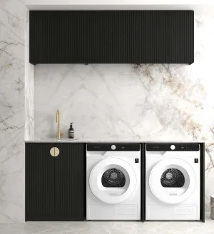 Otti Marlo Matte Black 1960mm Laundry And Wall Cabinet With Stone Top & Sink (Package-A) by Otti, a Cabinetry for sale on Style Sourcebook