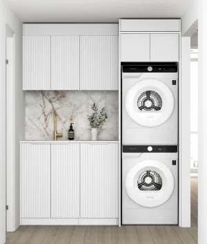 Otti Noosa Matte White 1715mm Laundry And Wall Cabinet With Stone Top & Sink (Package-C) by Otti, a Cabinetry for sale on Style Sourcebook