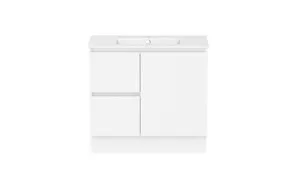 Ascot Floor Or Wall Mount Vanity 910mm 2 Draw Lh 1 Door Polar White Matte In Matte White By Raymor by Raymor, a Vanities for sale on Style Sourcebook