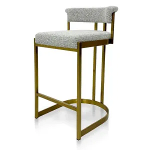 Adela Silver Grey Boucle Bar Stool - Golden Base by Interior Secrets - AfterPay Available by Interior Secrets, a Bar Stools for sale on Style Sourcebook