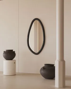 Magrit mirror in solid mungur wood with a black finish Ø 60 x 110 cm by Kave Home, a Mirrors for sale on Style Sourcebook