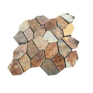 Flagstone Slate Natural Product Crazypave Russet Structured Mosaic (Crate 5m2) by Beaumont Tiles, a Mosaic Tiles for sale on Style Sourcebook