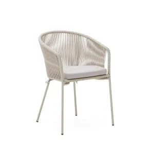 Yanet chair with synthetic rope in ecru and galvanized steel legs by Kave Home, a Outdoor Chairs for sale on Style Sourcebook