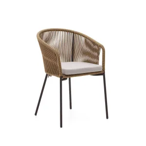 Yanet beige rope chair with galvanised steel legs by Kave Home, a Outdoor Chairs for sale on Style Sourcebook