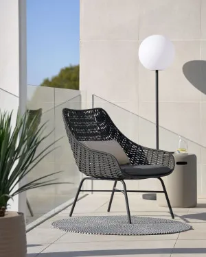 Abeli cord armchair in black by Kave Home, a Outdoor Chairs for sale on Style Sourcebook