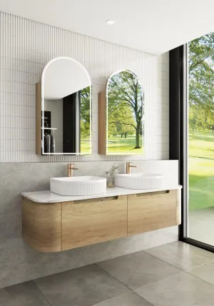 Aulic Carita Natural Timber 1500mm Double Bowl Wall Hung Vanity by Aulic, a Vanities for sale on Style Sourcebook