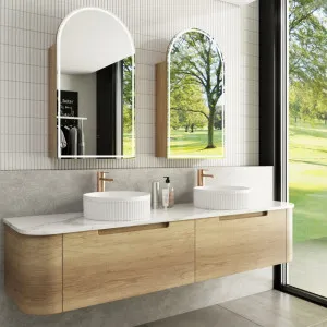 Aulic Carita Natural Timber 1800mm Double Bowl Wall Hung Vanity by Aulic, a Vanities for sale on Style Sourcebook