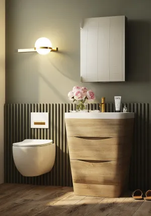 Bel Bagno Piramid White Oak 650mm Single Bowl Free Standing Vanity and Basin by Bel Bagno, a Vanities for sale on Style Sourcebook