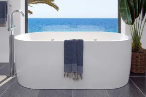 Decina Elisi Freestanding Spa Bath Gloss White 1700mm with 14-Jets by decina, a Bathtubs for sale on Style Sourcebook