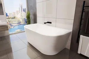 Decina Alegra Back-To-Wall Freestanding Bath Gloss White (Available in 1400mm, 1500mm and 1700mm) by decina, a Bathtubs for sale on Style Sourcebook