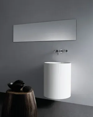 Gallaria Bola Round Wall Hung Stone Basin White 400mm X 600mm by Gallaria, a Basins for sale on Style Sourcebook