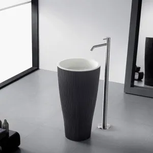 Gallaria Ovalo Freestanding Pedestal Stone Basin Black & White 450mm by Gallaria, a Basins for sale on Style Sourcebook