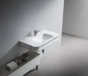 Gallaria Paro Wall Hung Stone Basin White 895mm by Gallaria, a Basins for sale on Style Sourcebook