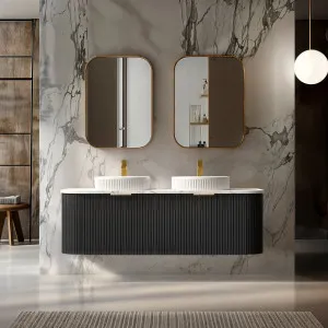 Infinity Rio Black 1500mm Curve Double Bowl Wall Hung Vanity W/ German Hettich Runners by Infinity, a Vanities for sale on Style Sourcebook