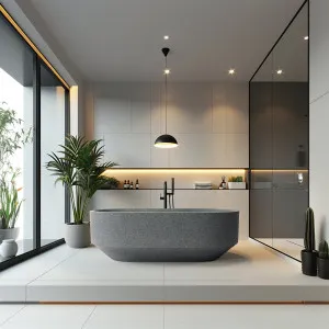 Madu Eden Freestanding Bathtub Terrazo Stone Grey 1700mm by Madu Living, a Bathtubs for sale on Style Sourcebook