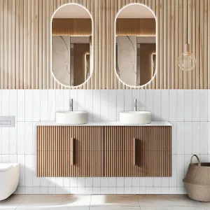 Orio Eden Light Walnut 1500mm Double Bowl Wall Hung Vanity
 by Orio, a Vanities for sale on Style Sourcebook
