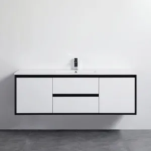 Poseidon Petra Matte White and Matte Black 1500mm Single Bowl Wall Hung Vanity by Poseidon, a Vanities for sale on Style Sourcebook